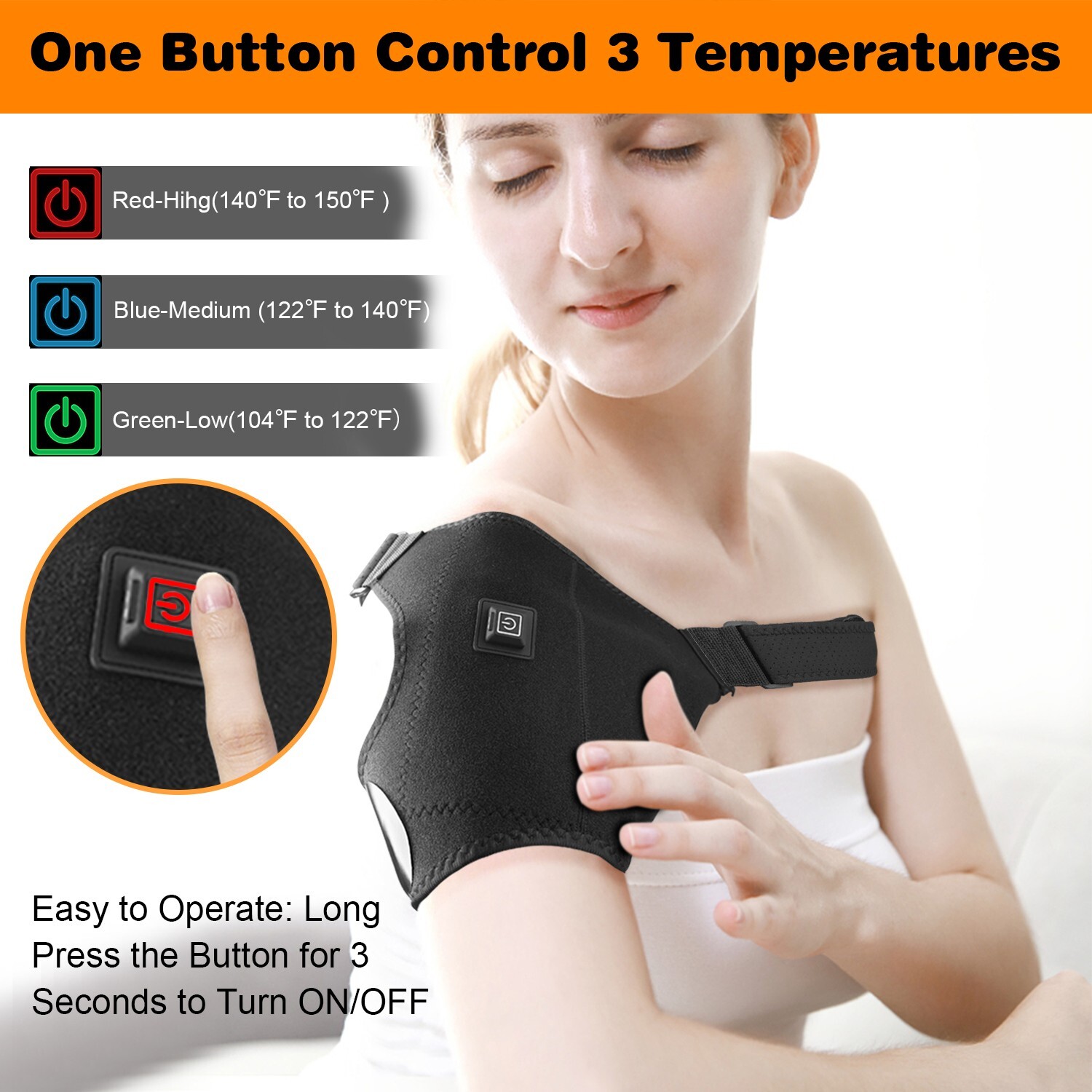 3-Temp Adjustable Heat Pad – Neck & Shoulder Pain Relief for Ultimate Comfort US