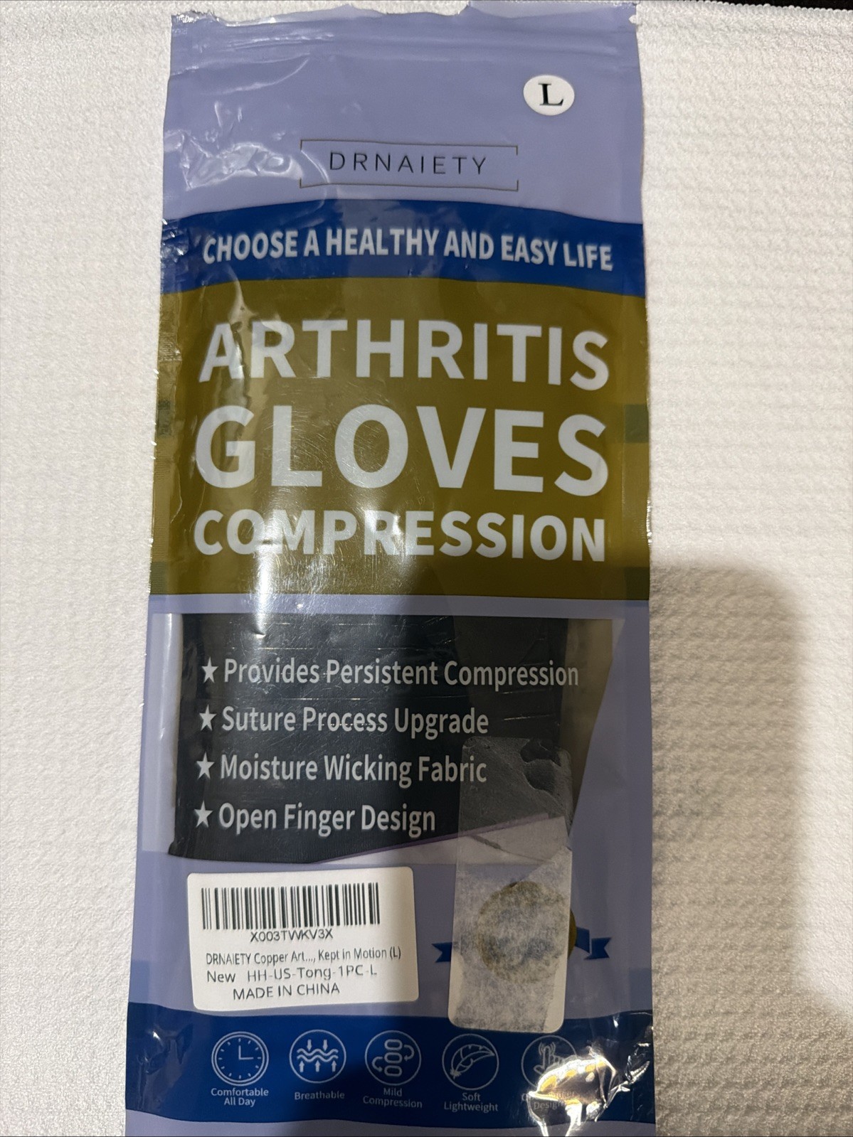 DRNAIETY Arthritis Compression Gloves Black Large