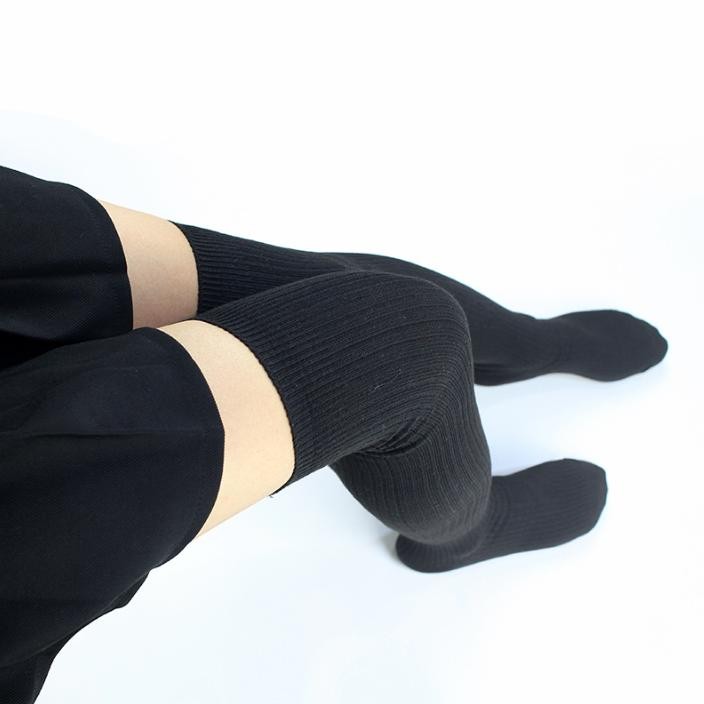 Women Striped Thigh High Socks Over Knee Warm Wool Stockings Winter Leg Warmers