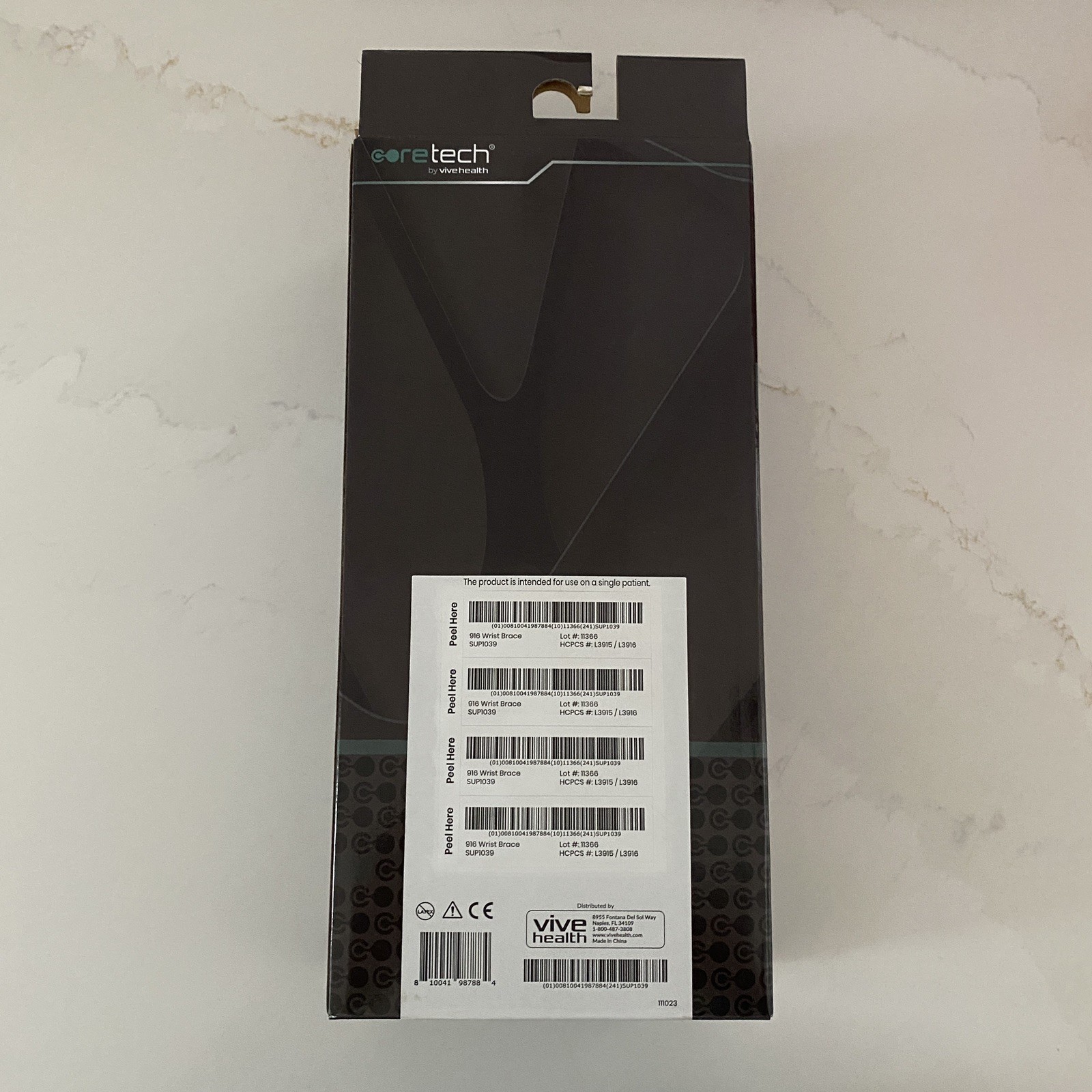 New – CORETECH 916 Left/Right Universal Wrist Brace/Splint – Black w/Manual