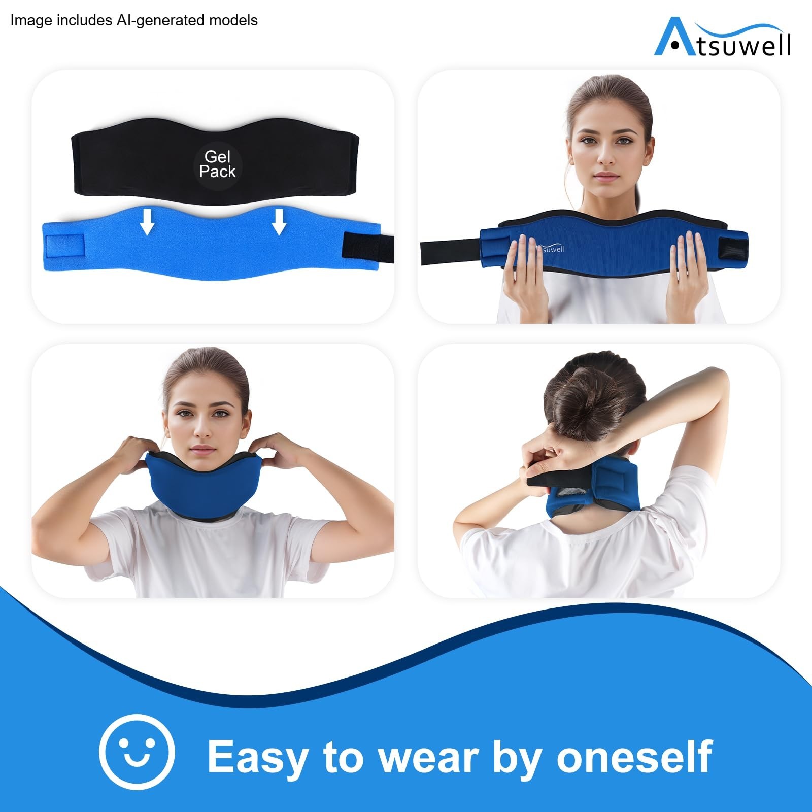 Adjustable Neck Brace for Sleeping, Soft Cervical Support Collar with Reusable H