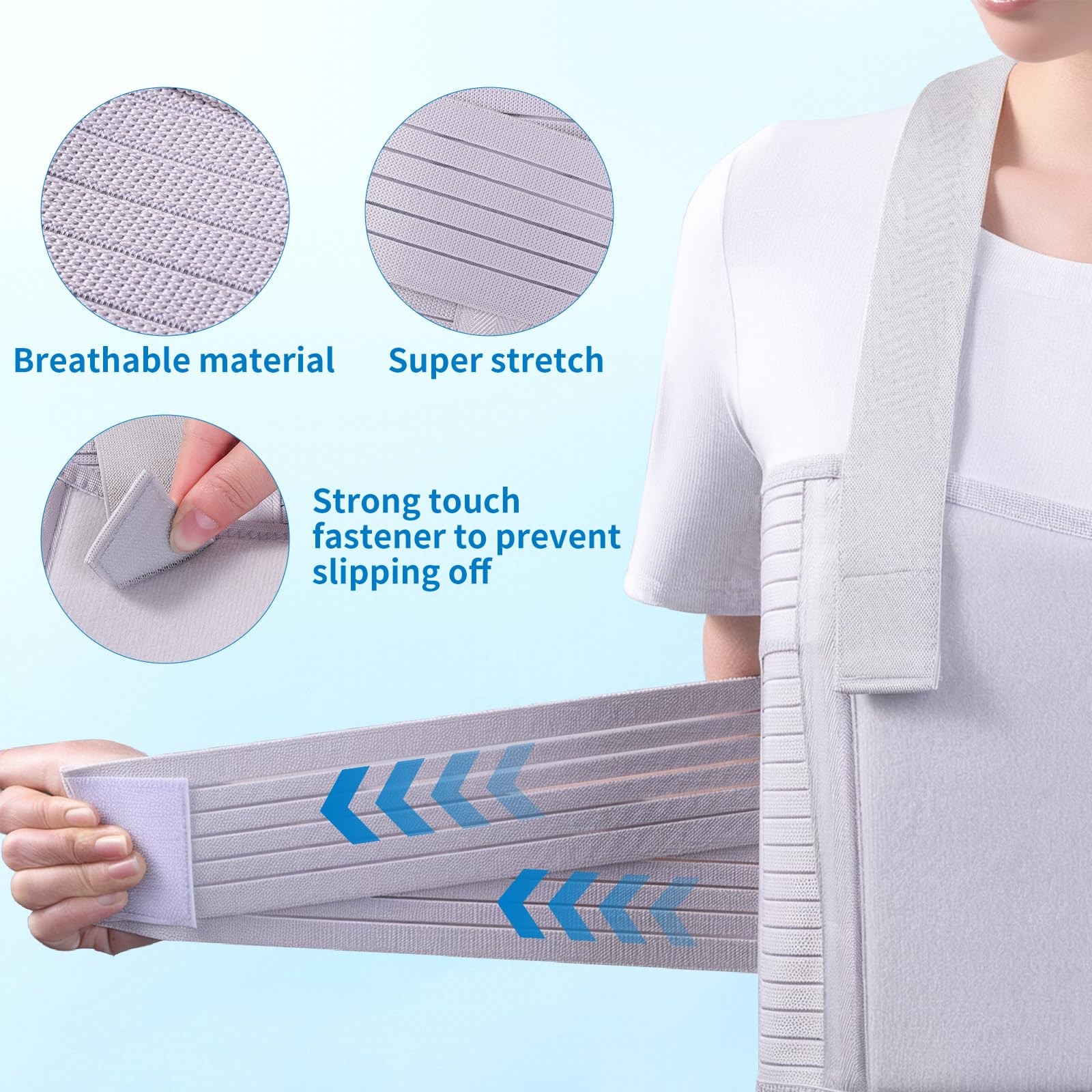 Broken Rib Brace Belt Elastic Support Chest Fractures Sternum Grey Size L