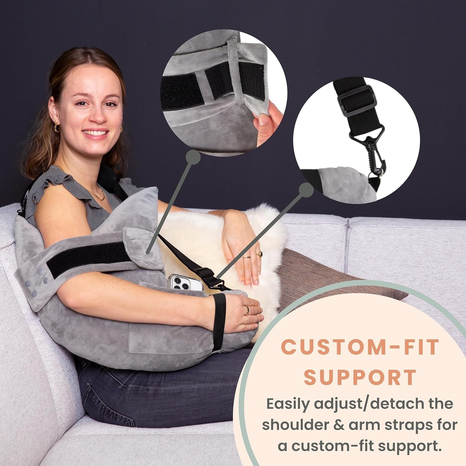MOYOAMA Post Shoulder Surgery Pillow for Sleeping – Left/Right Arm Support wit