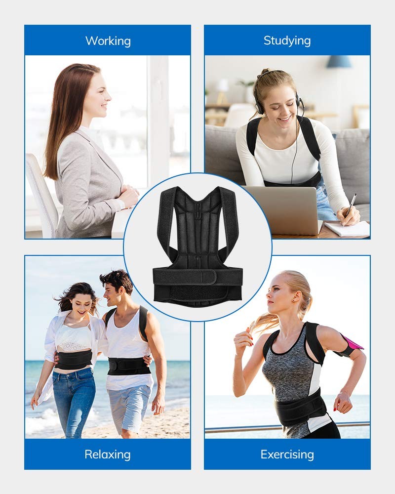 AEVO Compact Posture Corrector for Men and Women, Large (Pack of 1), Black