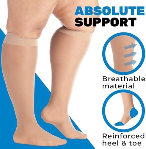 ABSOLUTE SUPPORT – Compression Stockings for Women 20-30mmHg – Sheer Graduate…