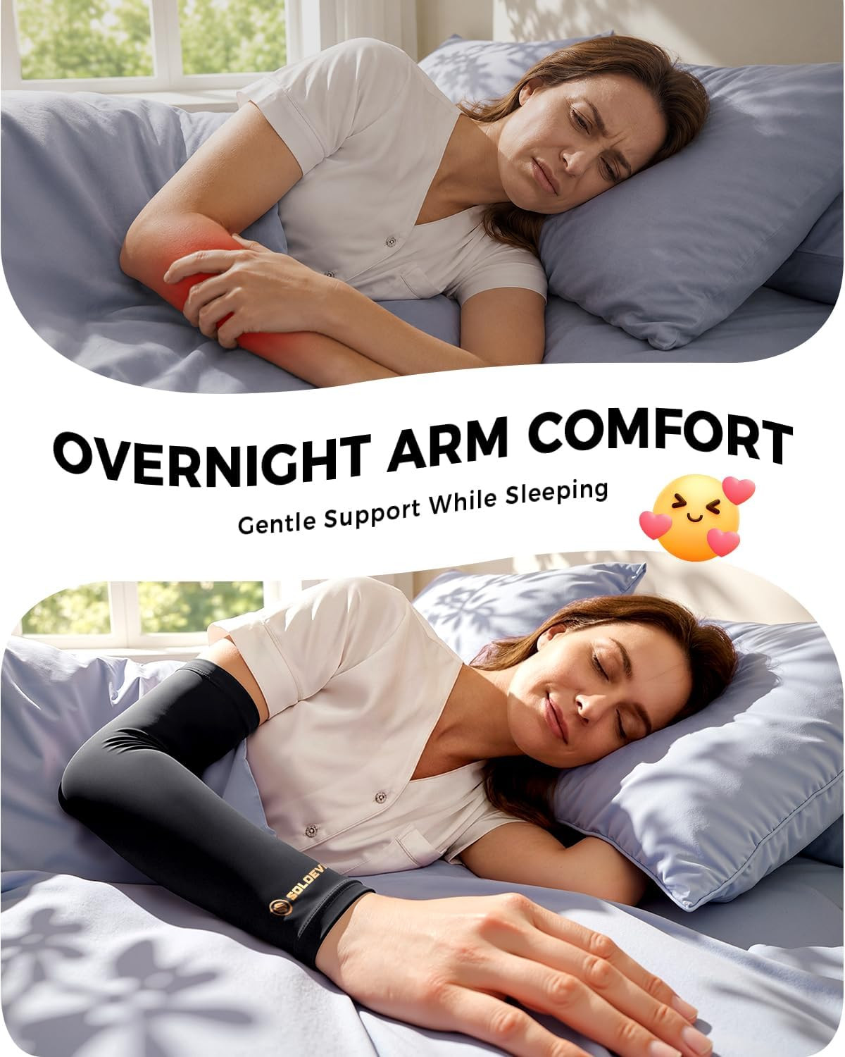Copper Compression Arm Sleeves, Full Arm Brace for Forearm, Bicep, Triceps | 360