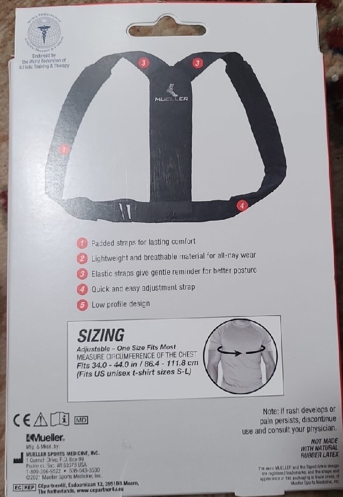 Mueller Sports Medicine Adjustable Posture Support Level Minimum OSFM New