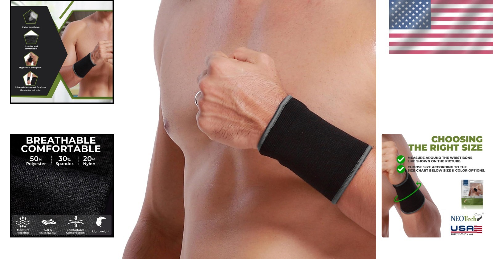 Lightweight Elastic Wrist Support Sleeve in Black – Ideal for Sports & Training