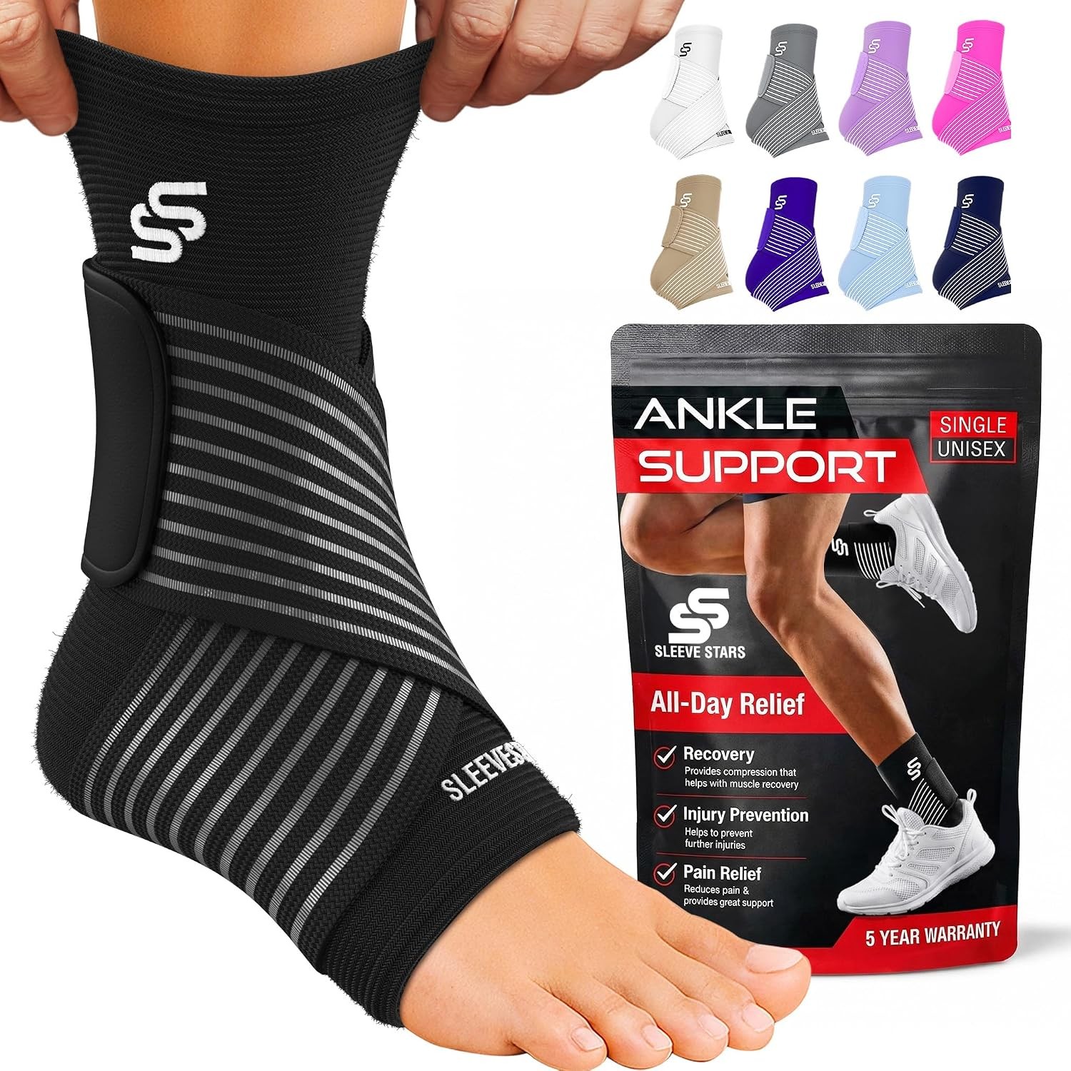 Sleeve Stars Ankle Brace for Women & Men, Ankle Wrap for Sprained Ankle,