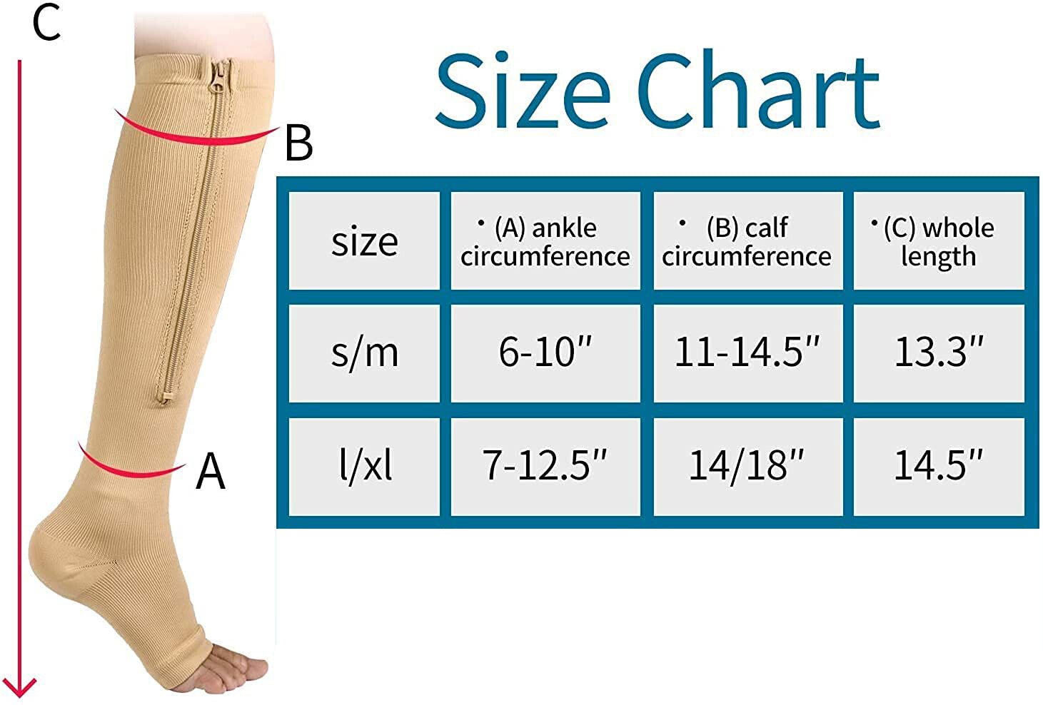 3 Pairs Zipper Compression Socks 20-30 mmHg for Men Women, Wide Calf Socks