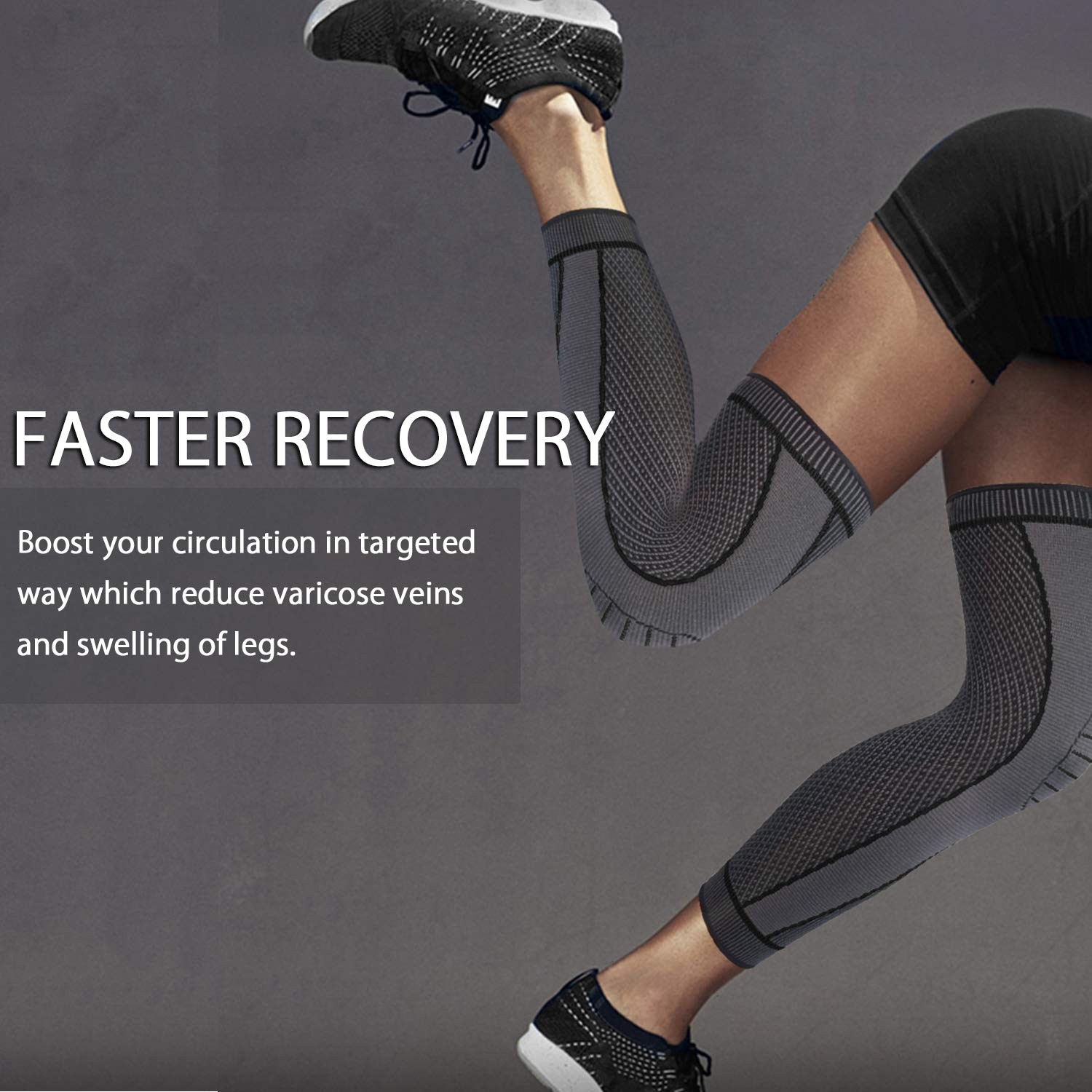 Full Leg Compression Sleeves – Long Knee 2X-Large (1 Pair), 01_Black