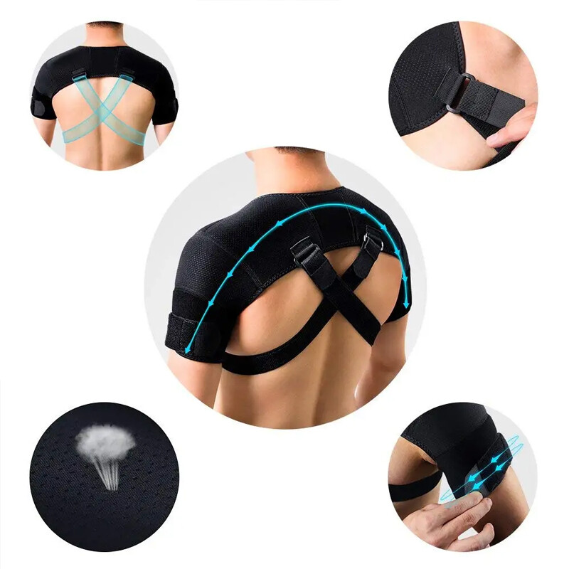 Double Shoulder Support Strap Wrap Neoprene Protector Pain Relief & Injury Brace
