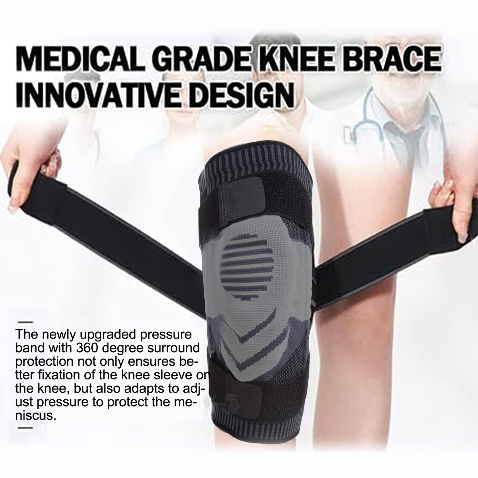 Knee Brace Compression Sleeve Support with Gel Pad Side Stabilizers Patella Wrap