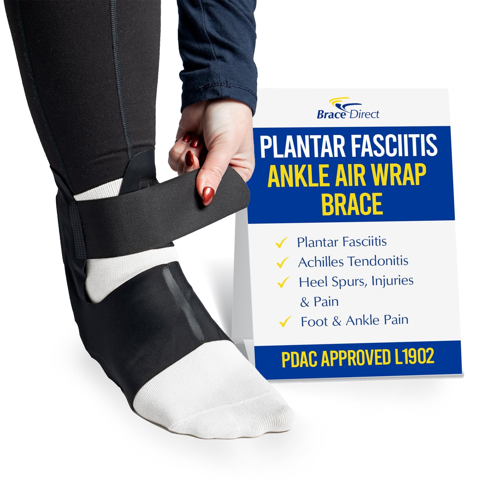 Plantar Fasciitis Air Wrap Brace Support Large Fits Men 11.5-14 Women 12.5-15