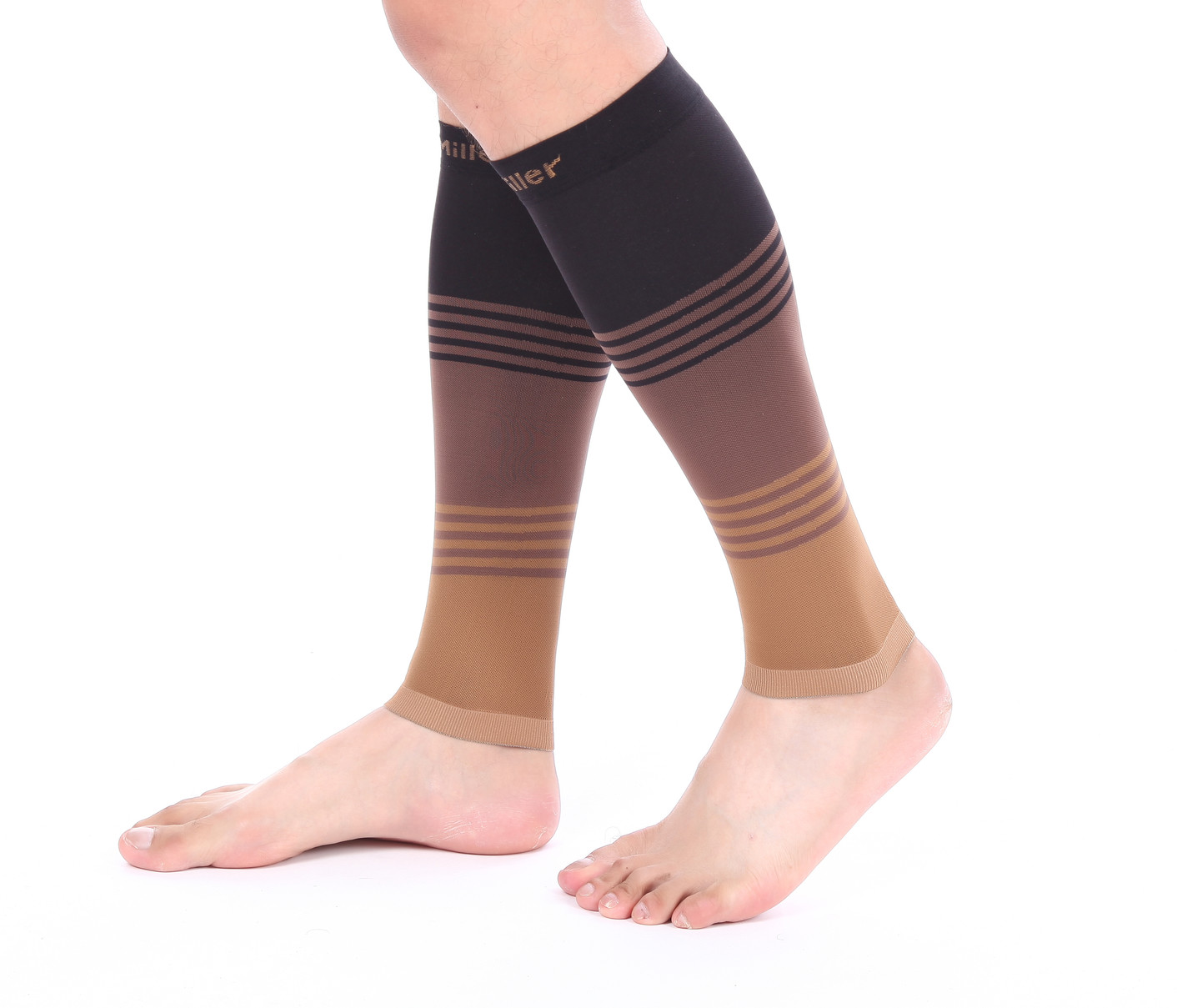 Doc Miller Calf Compression Sleeve 1 Pair 20-30mmHg Varicose Veins BLK/BROWN/TAN