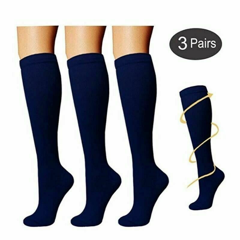 3Pair Compression Socks With Arch Graduated Support Sox 15-20 mmgh For Women Men