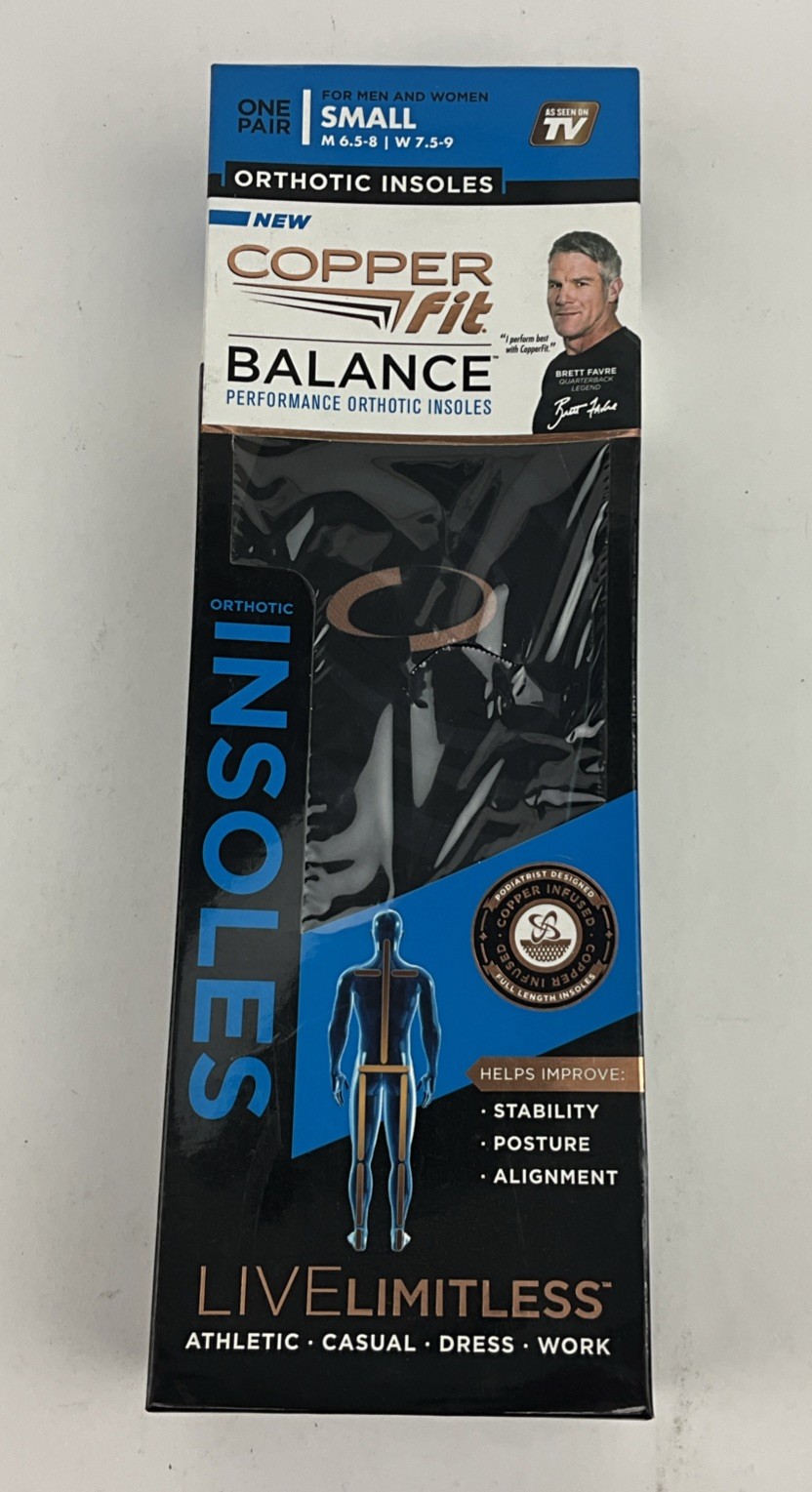COPPER FIT BALANCE Orthotic Insoles Size S Small Women’s 7.5-9 Men’s 6.5-8 READ