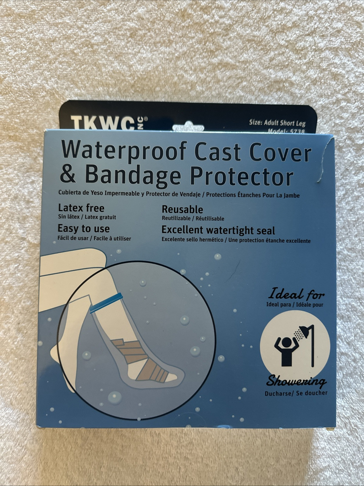 NIB Adult Foot Ankle Waterproof Cast Bandage Cover Reusable for Shower Bath