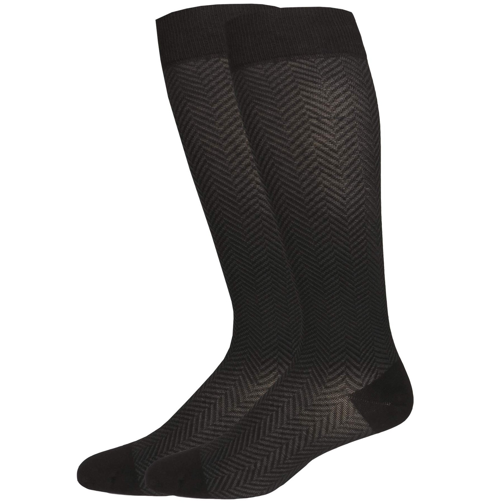 NuVein 15-20 mmHg Compression Socks for Women, Chevron Pattern Small, Black