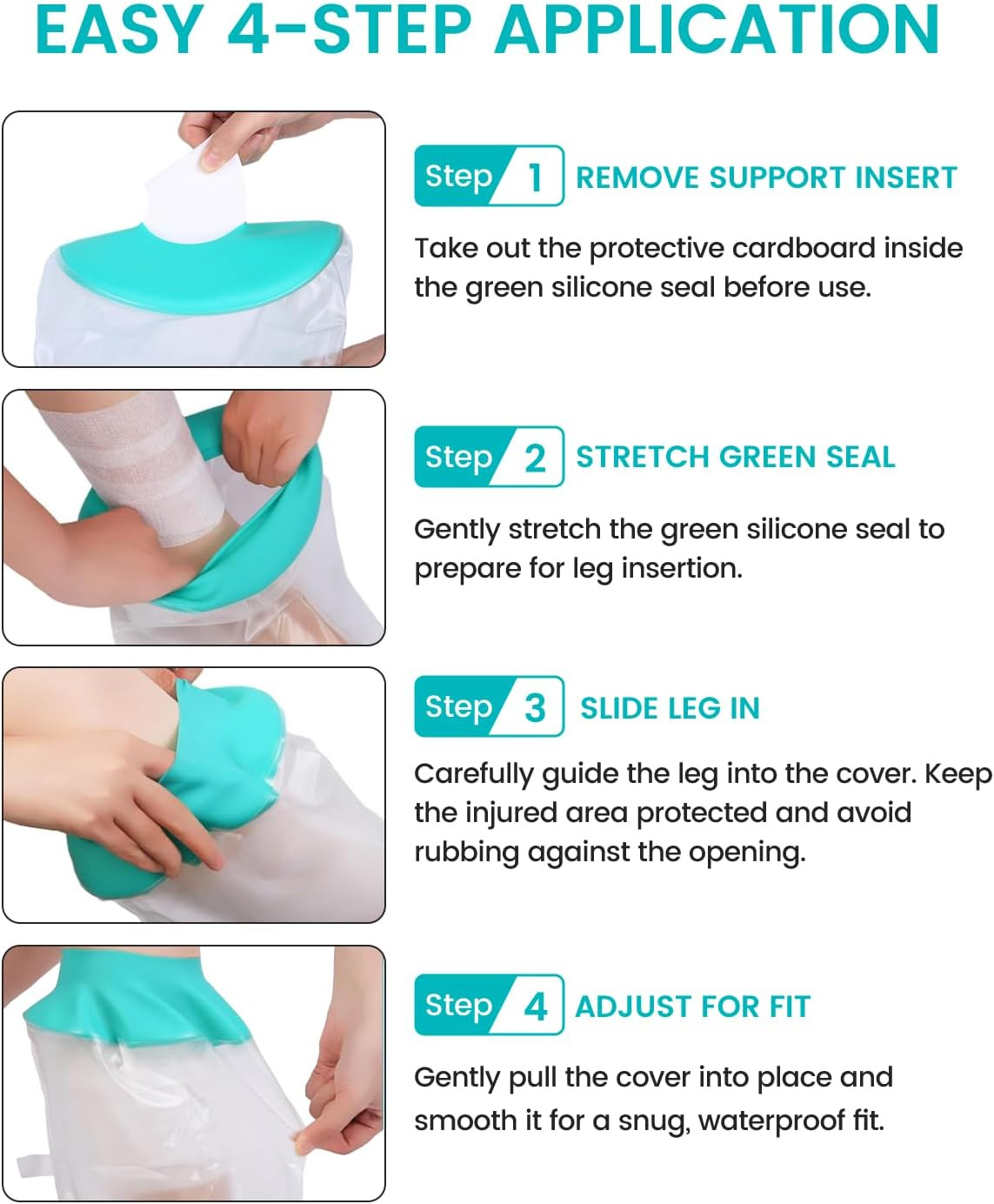 Waterproof Leg Cast Cover for Showering, Reusable Shower Sleeve for Leg after Su