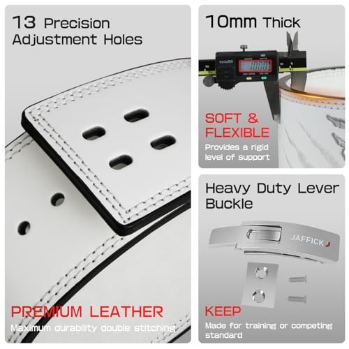 Lever Lifting Belt – Power 10mm Extreme Heavy Duty Genuine Leather S WHITE