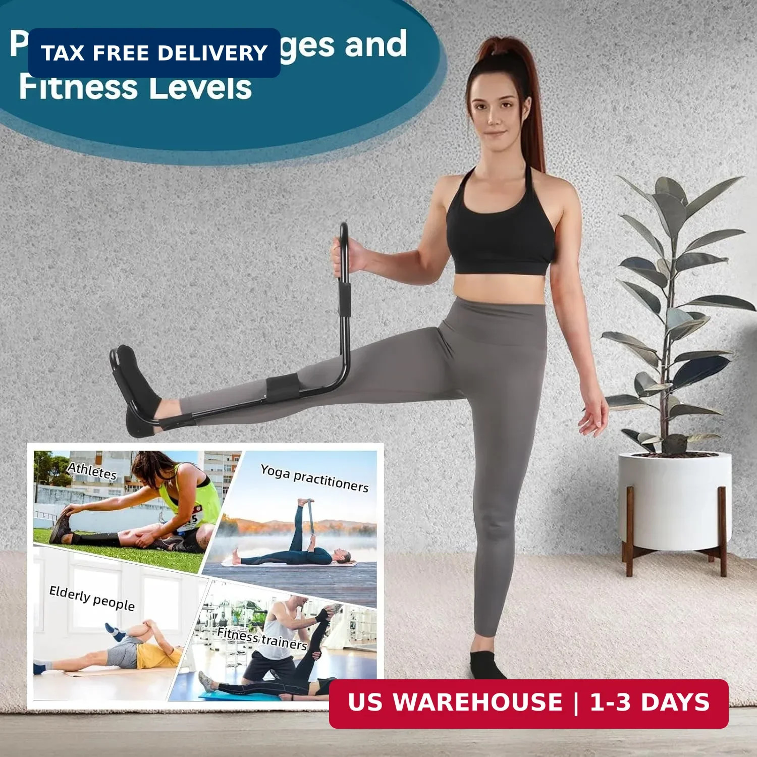 Hamstring Stretcher, Knee Extension Device, Lower Back, Hip & Calf Stretching