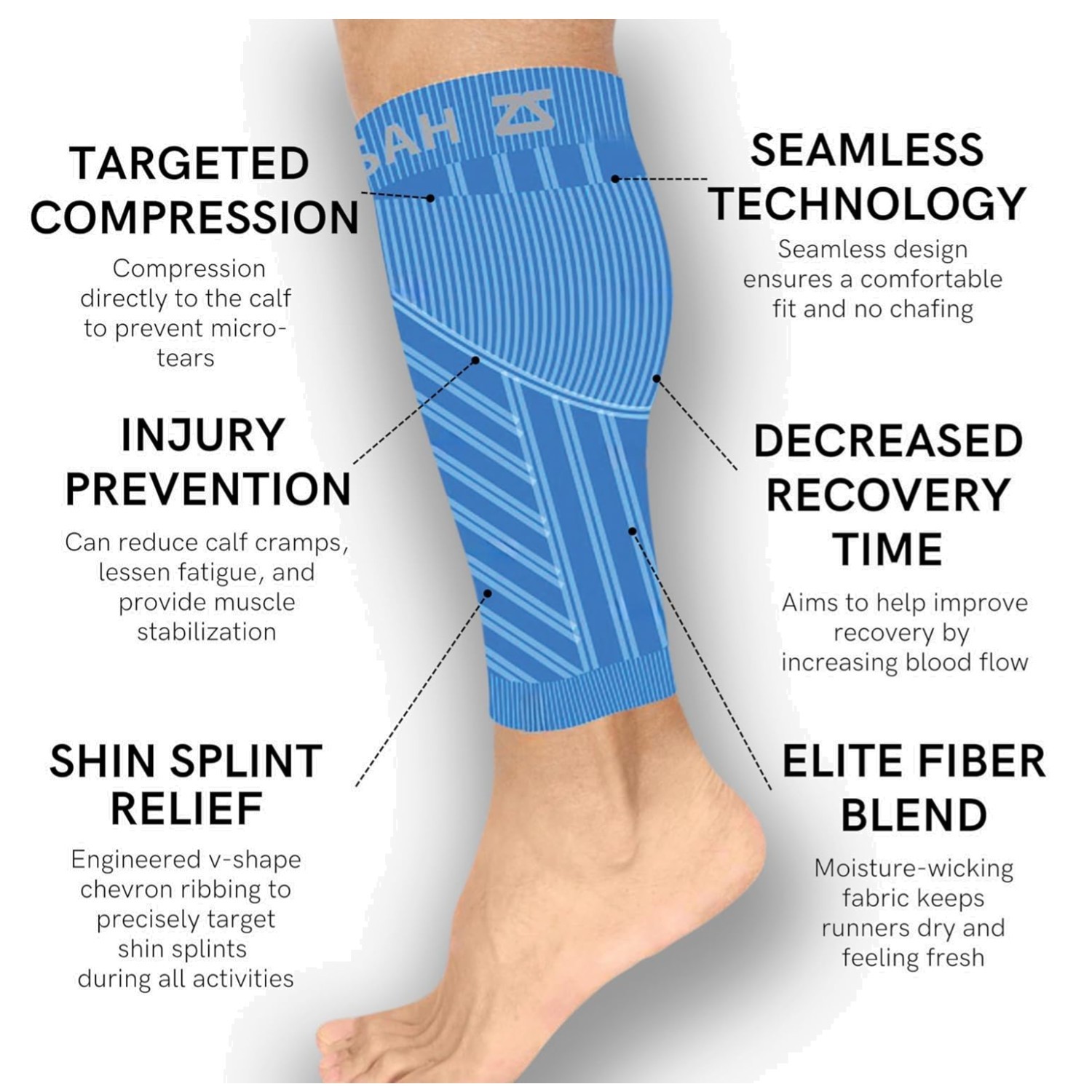 Compression Leg Sleeves for Shin Splints – Blue