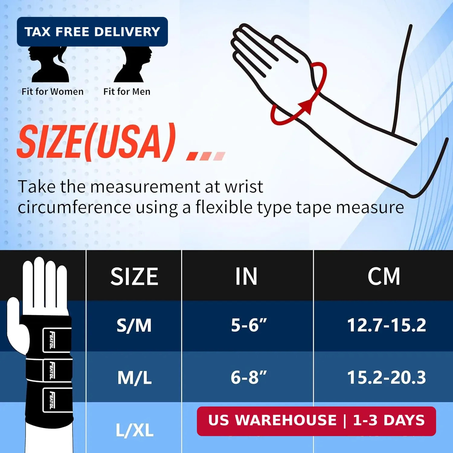 FEATOL Wrist Brace Carpal Tunnel, Night Support Brace with Wrist Splint, Adjusta