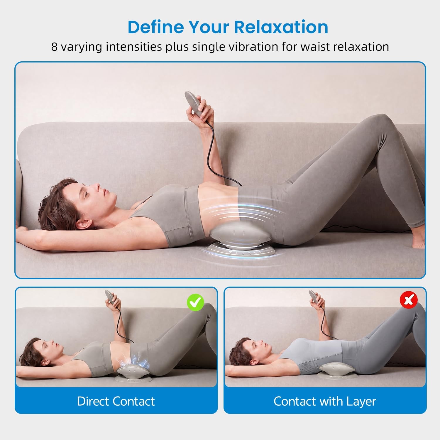 COMFORLAY 4 in 1 Cordless Lower Back Massager with Heat and 8 Levels Electrot…