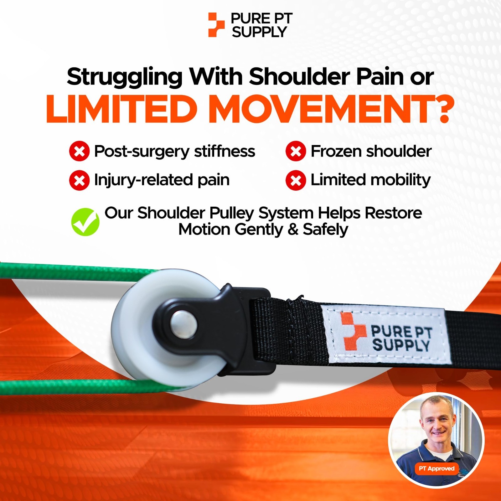 Shoulder Pulley for Physical Therapy – Over-the-Door Rehab System, Strong Handle