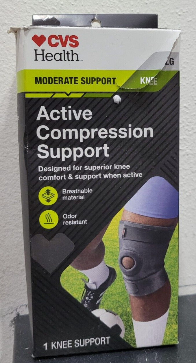CVS Health Active Compression Knee Support Breathable Material Size LG