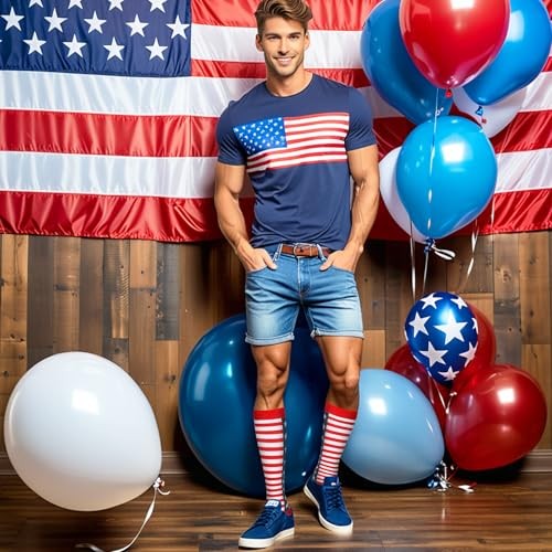 Compression Socks for Women and Men, Knee High One Size American Flag 1