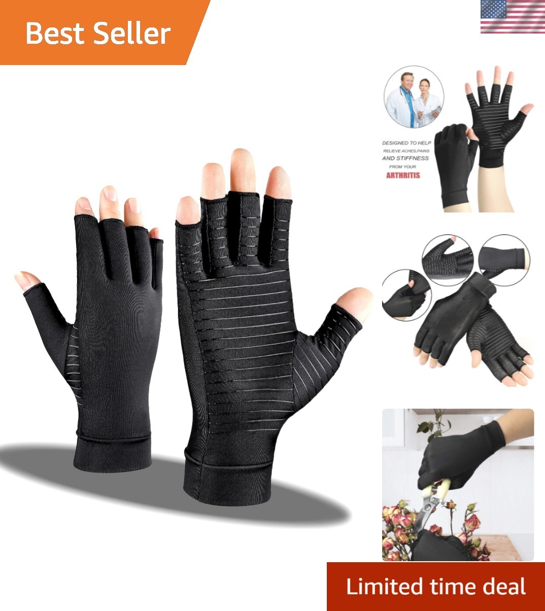 Arthritis Pain Relief Gloves for Women and Man, Copper Compression Gloves for…