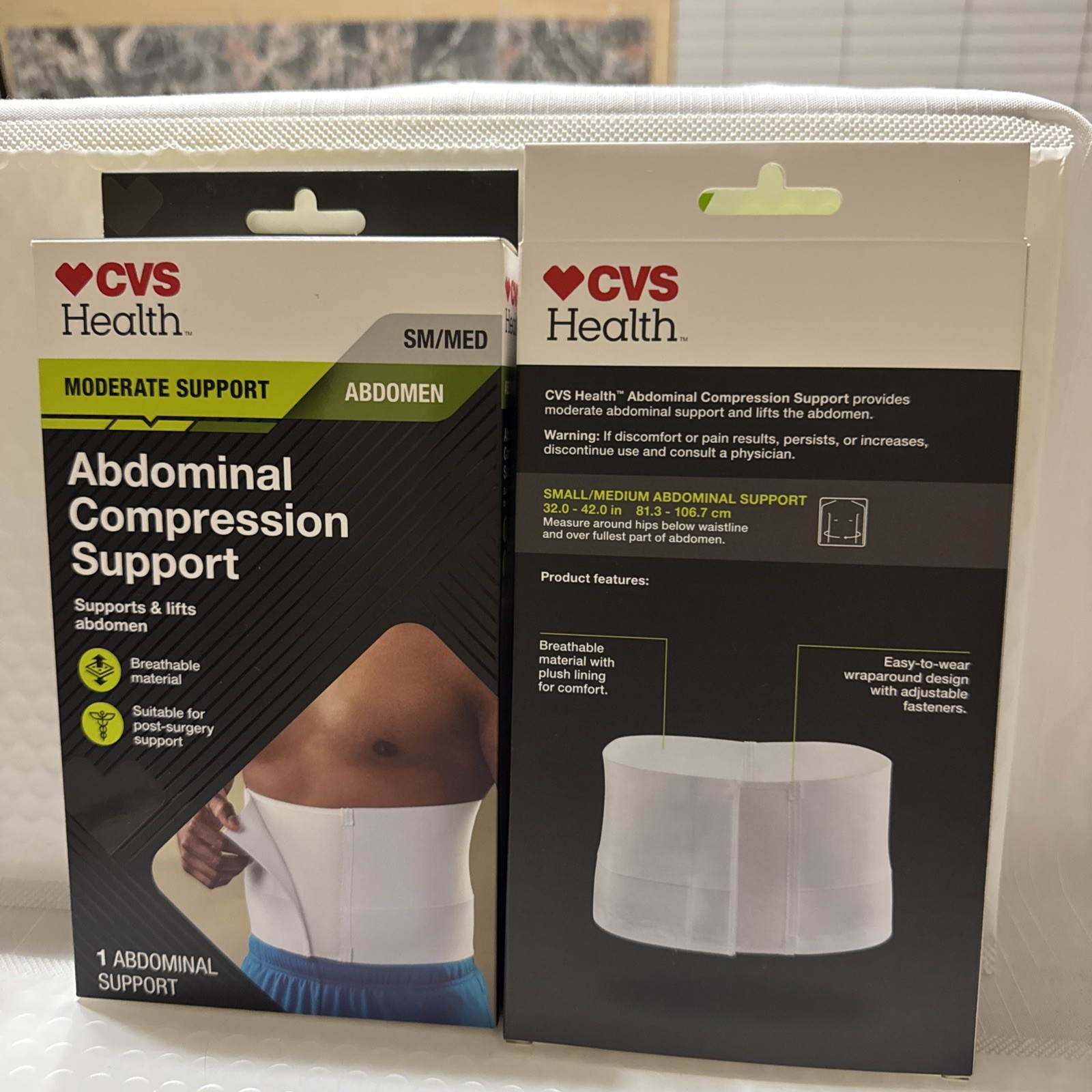 2x CVS Health abdominal compression support, Moderate Support Size SM/MED