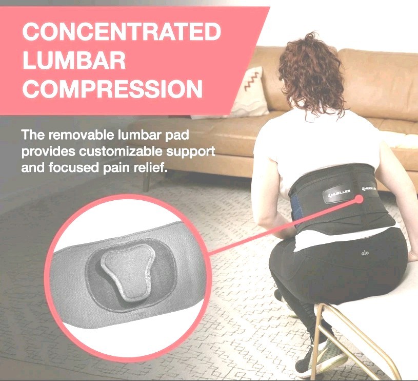 Mueller Lumbar Back Brace Support Belt Double Strap Adjustable Triangular Stable