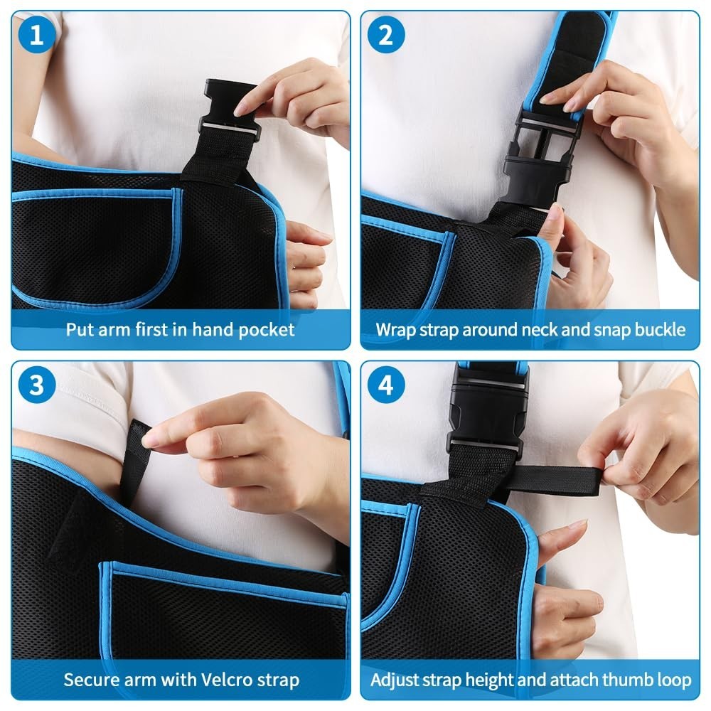 Adjustable Arm Sling Shoulder Immobilizer for Elbow & Wrist Injury Recovery, Com