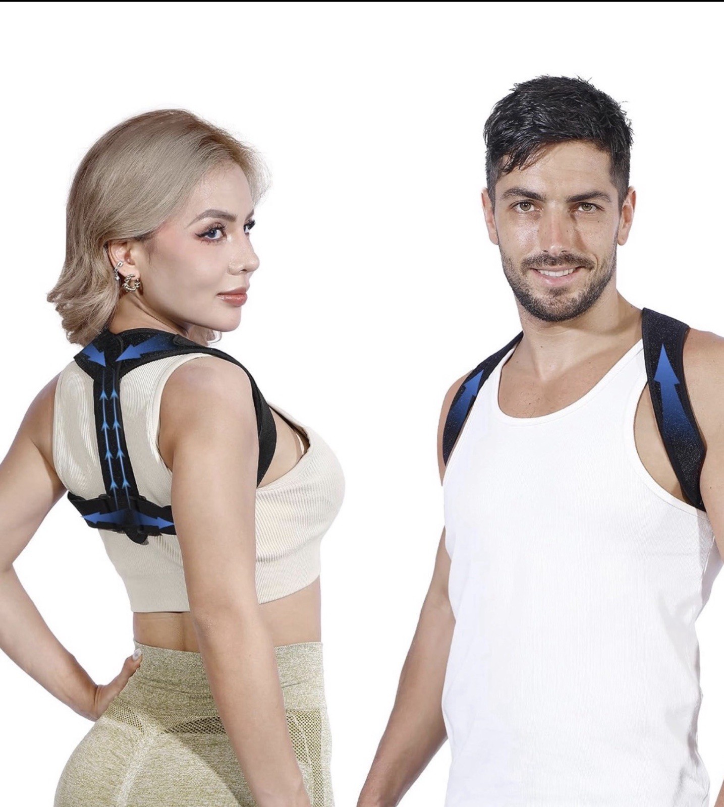 Posture Corrector Women Men Black Adjustable Upper Back Brace + Spine Support