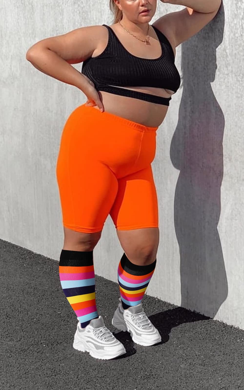 Plus Size Compression Socks 15-20mmHg Wide Calf Knee High Socks for Women&Men