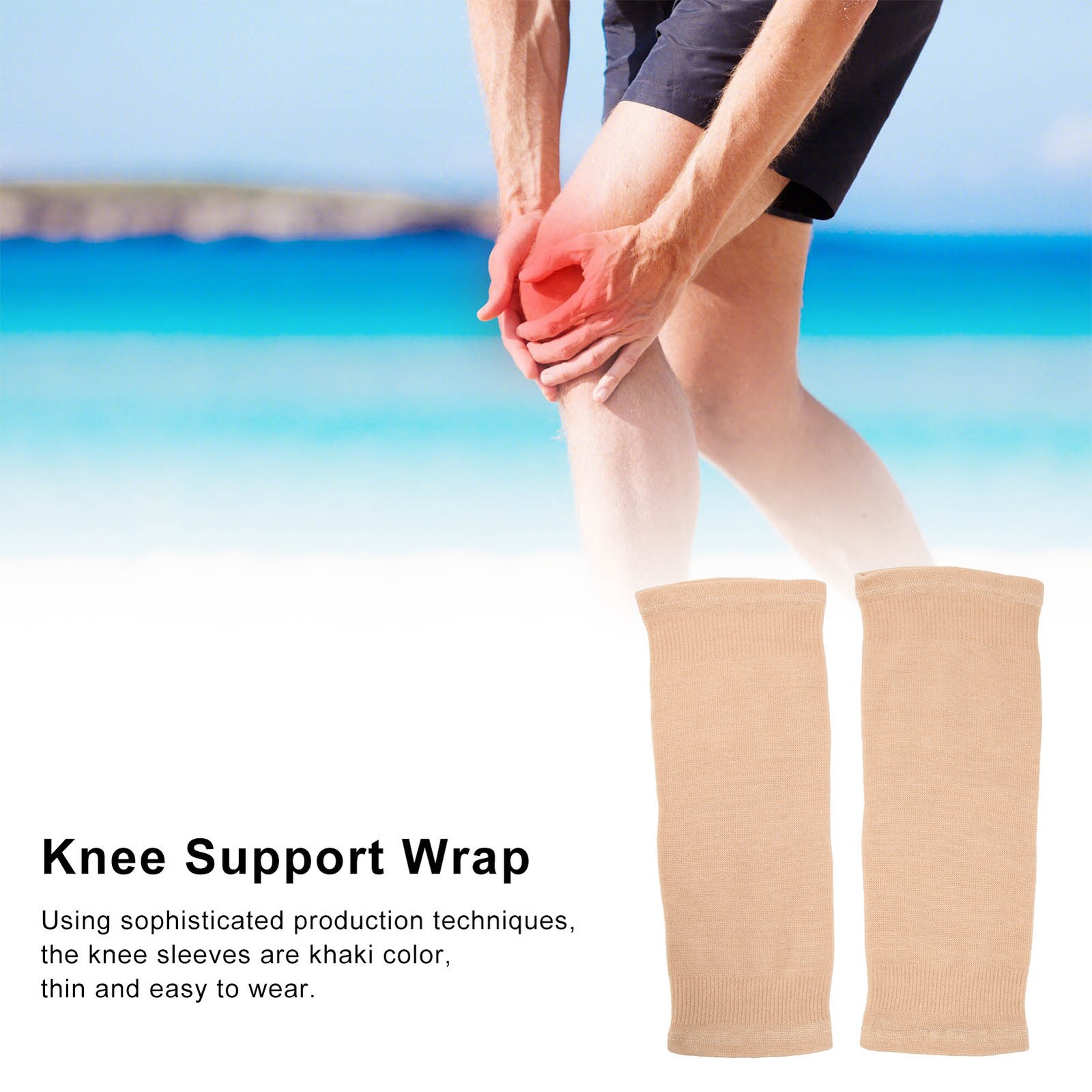 2Pcs Knee Brace Sleeve Comfortable Thin Stretchy Soft Skin Color Knee Protec NY