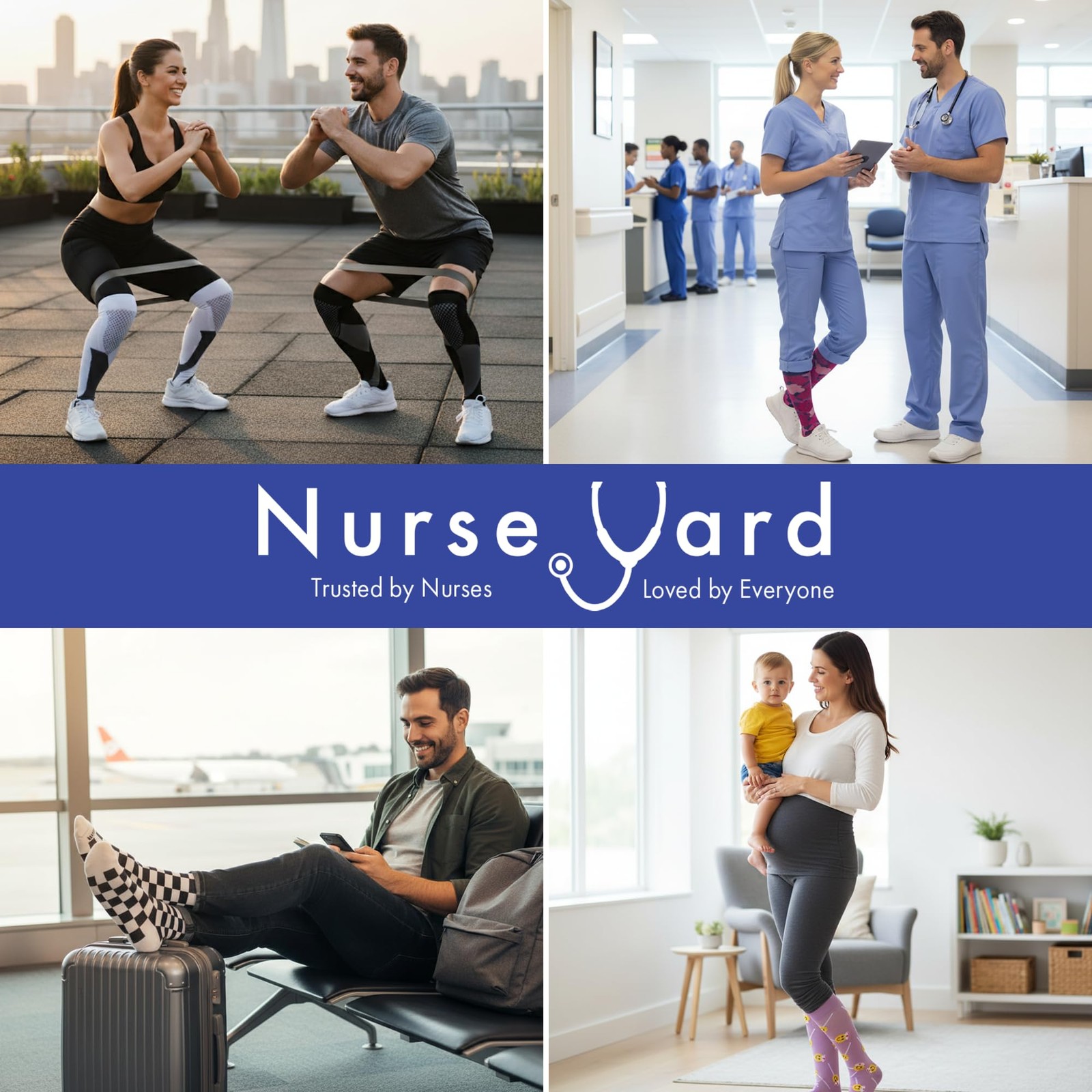 Nurse Yard Compression Socks for Nurses – Women & Men – 20-30mmHg Graduated