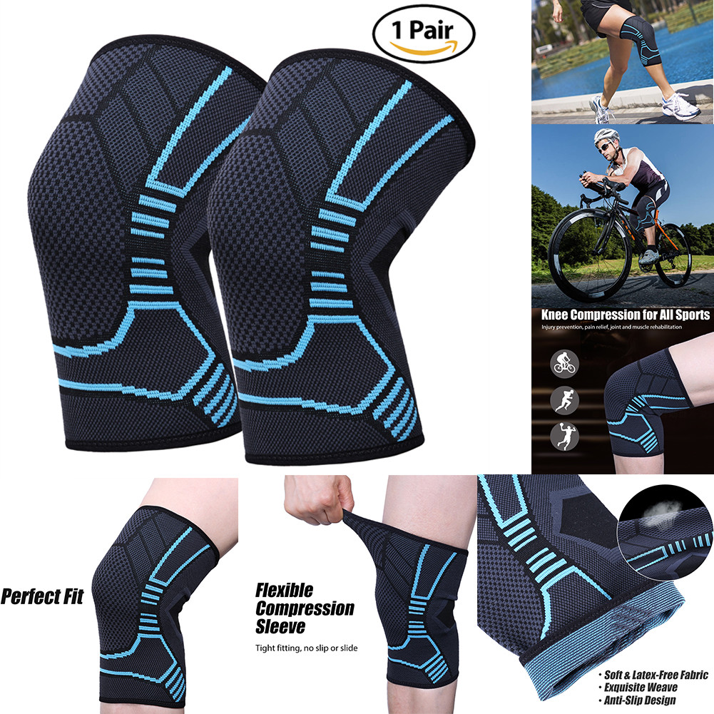 2x Knee Sleeve Compression Brace Support For Sport Joint Arthritis Pain Relief