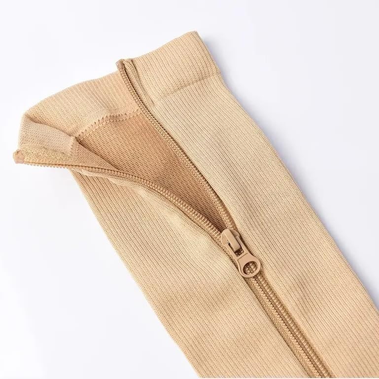 Nylon Zipper Compression Socks Support Graduated Stockings Mens Womens 20-30mmHg