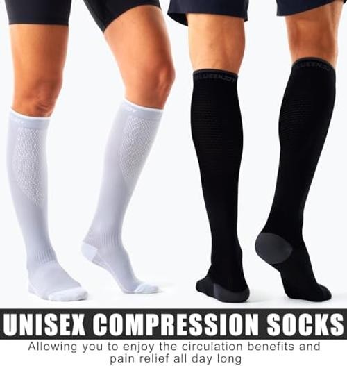 Compression Socks for Women & Men (3 pairs) – Small-Medium 04 Black/White/Nude