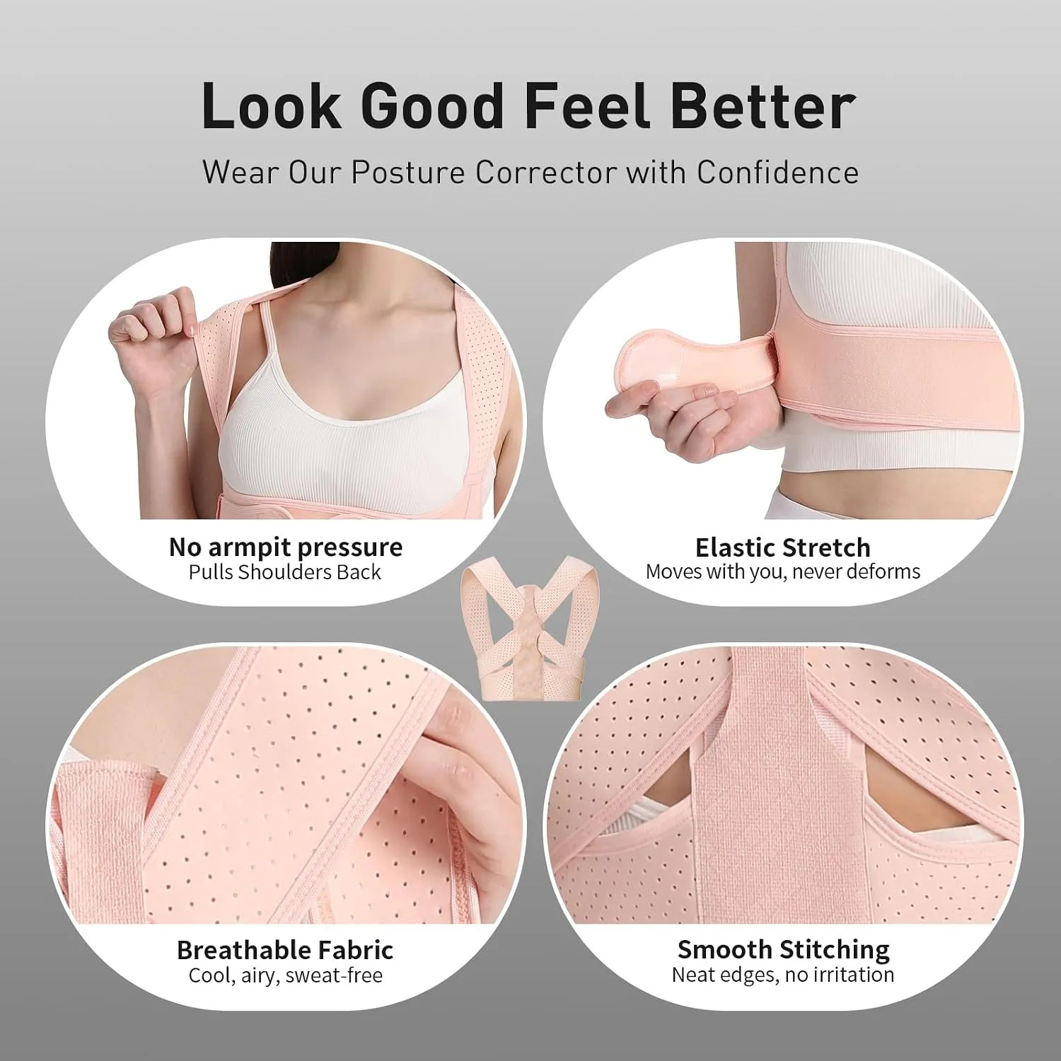 Posture Corrector For Women Back Brace Shoulder Straightener Pink Size S M New