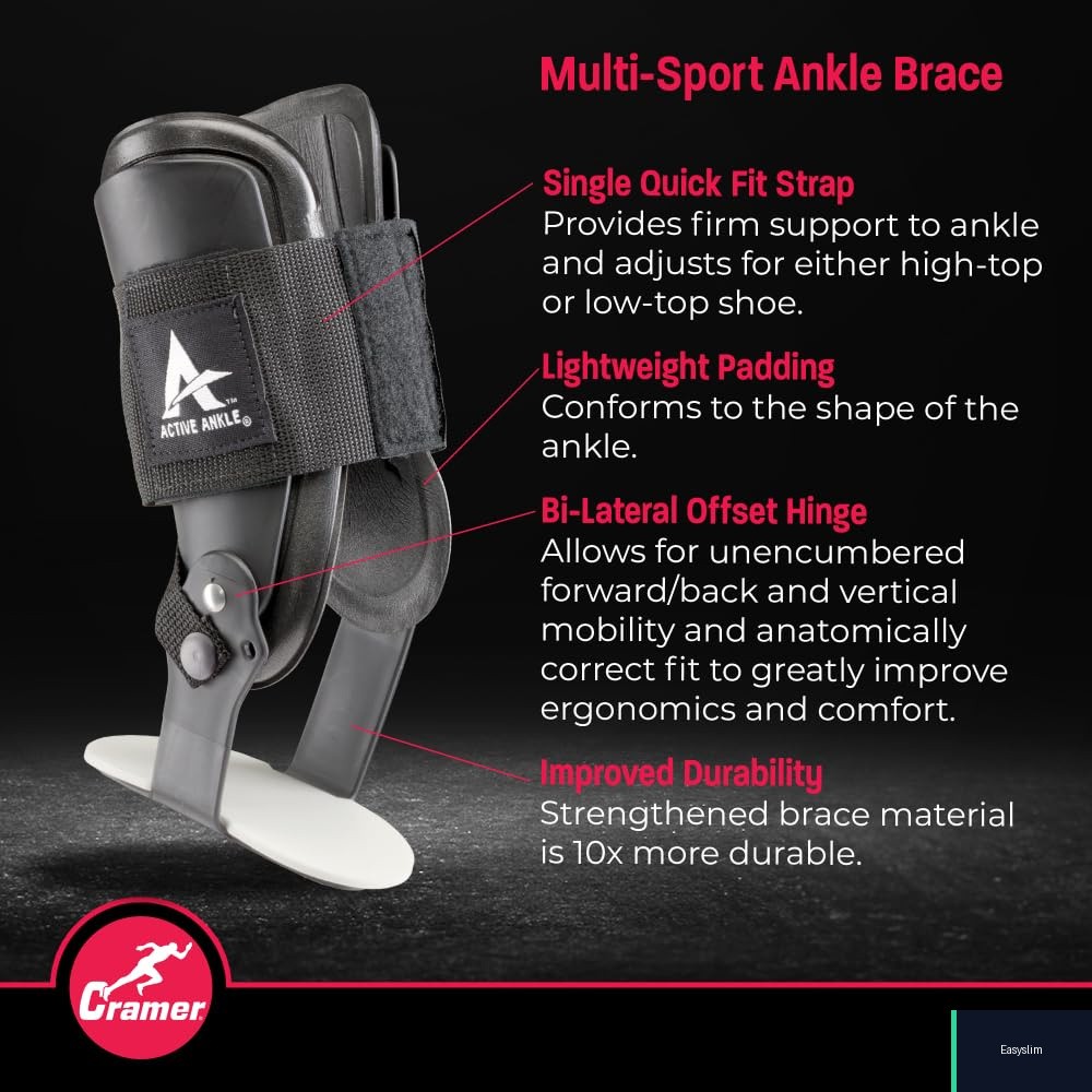 Ankle Support Brace Rigid Stabilizer Large Black Lightweight Padding