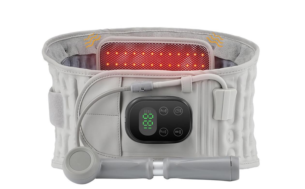 1Pc Adjustable Red Light Therapy Vibration Heating Massage Lumbar Back Belt Tool