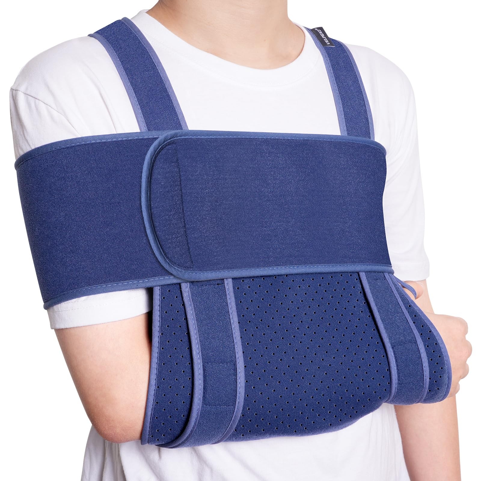 Arm Sling For Sleep Shoulder Immobilizer Rotator Cuff Blue M Bust 31.539.5