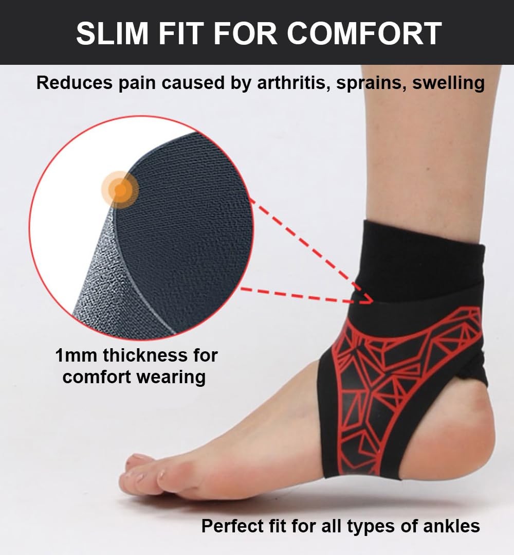 Ankle Brace Elastic Support Compression Sleeve Plantar Fasciitis Pink S/M 2 PCS