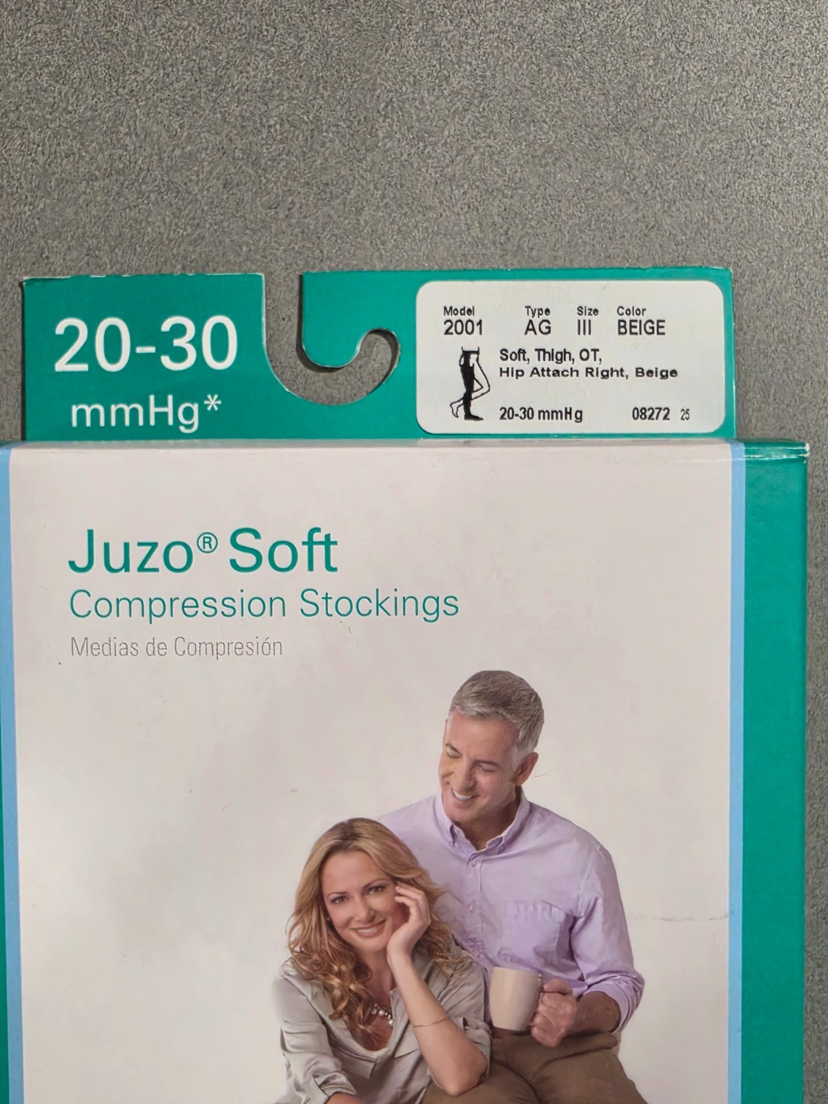 Juzo Compression Stocking Model 2001 AG III Beige Thigh High OT 08272 20-30 mmHg