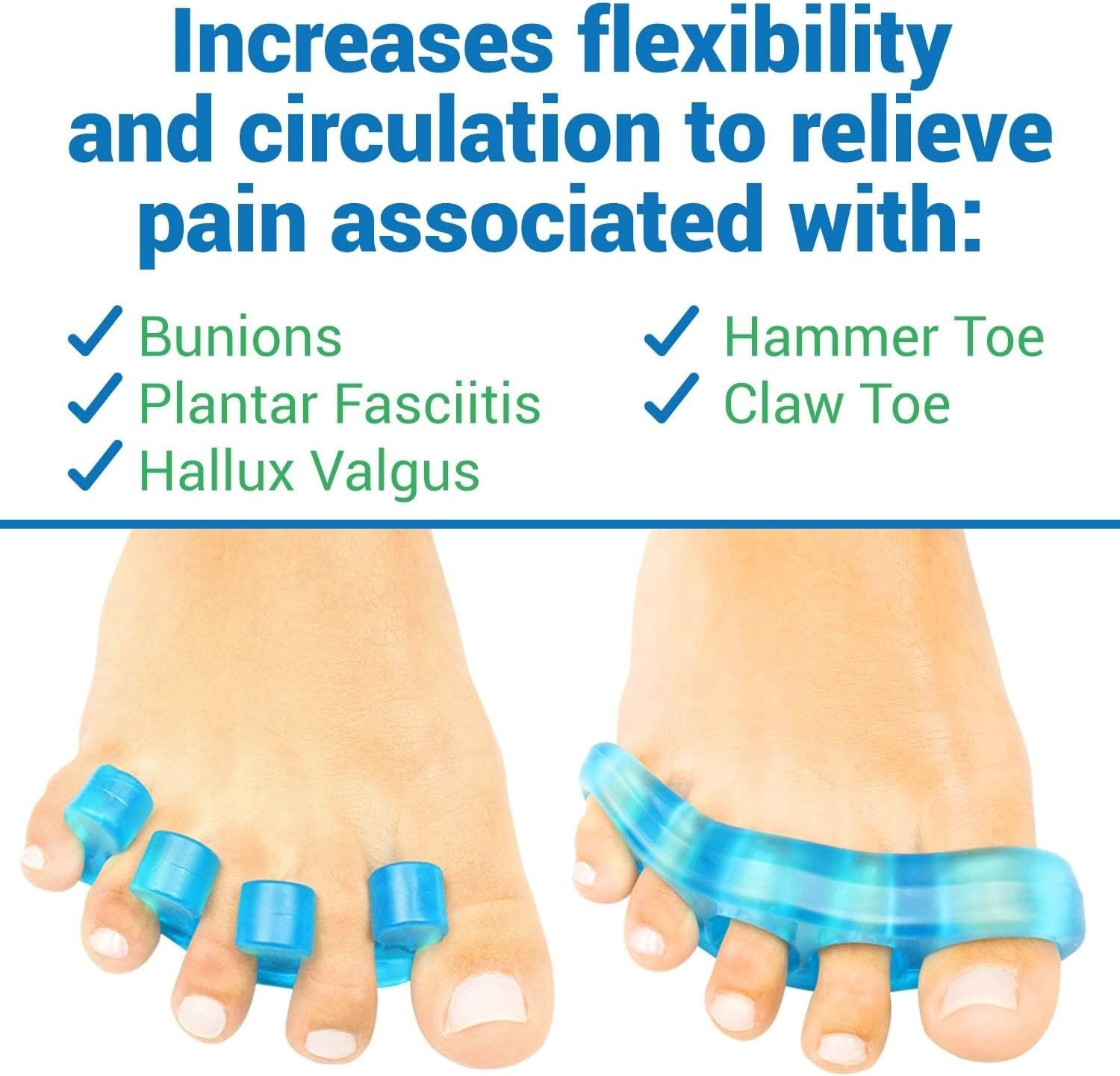 Gel Toe Separators for Adults – 2 Pairs for Increased Flexibility & Circulation